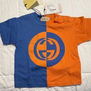 Gucci Kids Dual-Tone Blue and Orange Tee